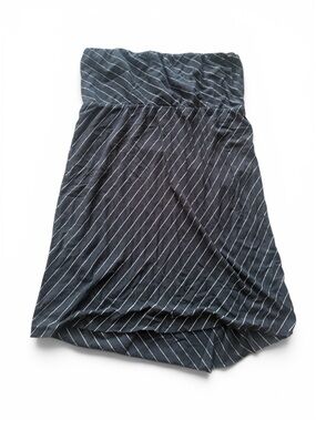 Roxy Navy Blue Strapless High-Low Skirt with White Pinstripes